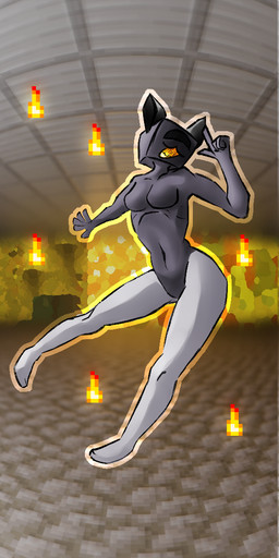 alternate_species anthro female grey_body humanization humanized minecraft_block solo not_for_bread microsoft minecraft mojang xbox_game_studios domestic_cat felid feline felis human inanimate_object mammal 1:2