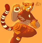 anthro breasts claws clothing countershading female fist legwear markings mask orange_body orange_eyes solo striped_markings striped_tail stripes tail tail_markings thick_thighs thigh_highs yellow_sclera junkedart dreamworks dressuptober kung_fu_panda master_tigress felid mammal pantherine tiger 2021 digital_drawing_(artwork) digital_media_(artwork) hi_res monochrome portrait three-quarter_portrait