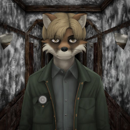 alternate_species anthro black_nose blonde_hair blue_dress_shirt burned ceiling clothed clothing collared_shirt creepy darkness detailed_background door dress_shirt eye_bags eyebrow_through_hair eyebrows flashlight fur furrification glistening glistening_eyes green_clothing green_jacket green_topwear hair hallway head_tuft inner_ear_fluff inside internal_wall jacket lamp male mouth_closed object_in_pocket pockets pupils shirt solo standing stare topwear translucent translucent_hair tuft unzipped unzipped_jacket wall_(structure) wall_lamp white_body white_fur white_tuft yellow_body yellow_eyes yellow_fur zipper suhar konami silent_hill james_sunderland canid canine fox mammal 1:1 2025 bust_portrait colored digital_drawing_(artwork) digital_media_(artwork) hi_res icon portrait shaded signature