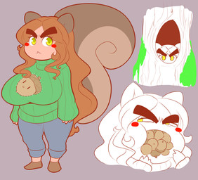 >:< acorn anthro big_breasts biped blue_bottomwear blue_clothing blue_pants blush blush_stickers blush_through_hair bottomwear breasts brown_clothing brown_footwear brown_hair brown_shoes clothed clothed_anthro clothed_female clothing eye_through_hair eyebrow_through_hair eyebrows eyelashes eyelashes_through_hair female food footwear fruit fully_clothed fully_clothed_anthro fully_clothed_female green_clothing green_sweater green_topwear hair huge_breasts long_hair multiple_poses nut_(fruit) pants plant pose shoes short_stack solo sweater thick_eyebrows thick_thighs topwear translucent translucent_hair wide_hips yellow_eyes theycallhimcake almond_(theycallhimcake) mammal rodent sciurid tree_squirrel 2015 digital_drawing_(artwork) digital_media_(artwork) full-length_portrait hi_res portrait
