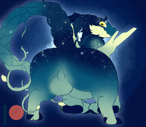 backsack balls butt cosmic_tail feral genitals looking_at_viewer looking_back male pawpads paws rear_view simple_background smile solo standing tail yellow_eyes backsash mythology astara_nightroot_(shadowsunderer) bovid caprine chimera deer dragon hybrid mammal mythological_creature mythological_scalie scalie 2018 absurd_res digital_media_(artwork) hi_res