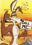 anthro call_me casual_nudity chest_tuft collarbone flirting flirting_with_viewer heart_symbol holding_object holding_sign male navel pecs ribs sign solo text torso tuft wide_hips xtremecrazy looney_tunes warner_brothers wile_e._coyote 2007 colored traditional_media_(artwork)