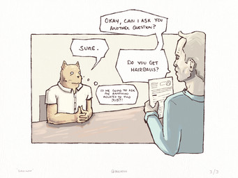 after_transformation anthro duo embarrassed forced forced_transformation human_to_anthro humiliation interview male office public public_humiliation size_transformation species_transformation text transformation mulveyyy domestic_cat felid feline felis human mammal 4:3 absurd_res comic english_text hi_res