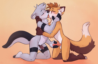 animal_genitalia animal_penis anthro balls barefoot blush brown_hair canine_genitalia canine_penis dipstick_tail duo ears_back erection eyes_closed feet foreskin french_kissing fur genitals gradient_background grey_body grey_fur grey_hair hair hand_on_face handjob humanoid_genitalia humanoid_penis inner_ear_fluff kissing kneeling knot male male/male markings multicolored_tail nude open_mouth orange_background orange_body orange_fur partially_retracted_foreskin penile penis pivoted_ears sex simple_background tail tail_markings tongue tongue_out tuft elcy olive_(xylious) step_(character) canid canine fox mammal mustelid otter digital_media_(artwork) lol_comments meme shaded