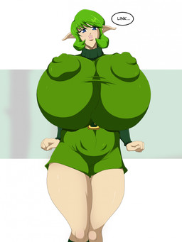 areola areola_outline big_areola big_breasts big_nipples breasts female full_lips huge_areola huge_breasts humanoid_pointy_ears hyper hyper_breasts nipple_outline nipples not_furry pointy_ears solo halfro nintendo the_legend_of_zelda saria humanoid kokiri hi_res