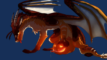 antennae_(anatomy) arm_markings arm_tuft aroused bent_legs bent_over bodily_fluids brown_body brown_fur cheek_tuft claws countershade_face countershade_fur countershade_torso countershading dripping ears_back elbow_tuft facial_markings facial_tuft feral fluffy fluffy_chest fluffy_ears fluffy_tail food food_fetish food_penetration food_play fruit fur fur_markings genital_fluids genitals green_eyes head_markings horn improvised_sex_toy inner_ear_fluff knot knotted_penis knotting leg_markings male mane markings markings_on_body membrane_(anatomy) membranous_wings multicolored_body multicolored_fur neck_tuft one_eye_closed open_mouth open_smile orange_body orange_fur paws penetrable_sex_toy penetrating_pumpkin penetration penetration_from_behind penis pivoted_ears plant precum precum_drip pumpkin pumpkin_fucking pumpkin_masturbation rim_light scut_tail sex_toy shadow short_tail slit_penis smile snout snout_markings solo spread_legs spread_wings spreading striped_markings striped_tail stripes subsurface_scattering tail tail_down tail_markings tail_tuft teeth toe_claws tongue tongue_out tuft white_body white_fur wing_claws wings cabbagedragon mythology foxglove_(riven) dragon furred_dragon furred_scalie mythological_creature mythological_scalie scalie 16:9 hi_res shaded widescreen