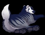 5_toes butt claws feet female feral looking_at_viewer looking_back looking_back_at_viewer pawpads raised_tail smile snaggle_tooth solo tail toes heymayaart badger mammal mustelid musteline alpha_channel hi_res