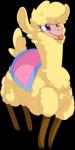 ambiguous_gender blep eyelashes feral fluffy fur purple_eyes simple_background smile solo tongue tongue_out transparent_background wool_(fur) yellow_body yellow_fur yellow_wool fizzy-dog them's_fightin'_herds paprika_paca_(tfh) alpaca camelid mammal 2018 alpha_channel digital_media_(artwork) hi_res