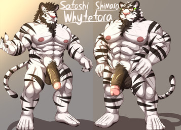 abs age_difference anthro balls beard biceps big_penis black_balls black_hair black_penis black_stripes body_hair chest_hair chest_tuft claws deltoids duo eyewear facial_hair feet forearm_muscles frown fur genitals glans glasses goatee hair male male/male mature_male muscular muscular_male nipples nude older_male orange_eyes pecs penis pink_glans pink_nipples pink_nose purple_eyes satoshi_whytetora shimaro_whytetora standing stripes tail tuft wearing_glasses white_body white_fur younger_male joxen_star felid mammal pantherine tiger absurd_res hi_res father_(lore) father_and_child_(lore) father_and_son_(lore) incest_(lore) parent_(lore) parent_and_child_(lore) parent_and_son_(lore) son_(lore)