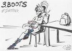 alirfesta_felastis anthro backpack boots clothing digital_media_(artwork) duo equid equine female footwear hi_res horse inktober inktober_2024 ki'rinaes mammal shoes sketch sunny_way sunny_way_(character)