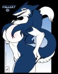 2012 absurd_res alpha_channel anthro big_breasts blue_body blue_fur breasts butt chest_tuft digital_media_(artwork) female fur hi_res huge_breasts lips mammal nails navel nude pose sergal side_boob smile solo tail thick_bottom_lip tuft vallery_(walter_sache) walter_sache