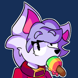 anthro collar eyebrows eyelashes femboy food fur hair looking_at_viewer male melting open_mouth outline pink_body popsicle purple_hair raised_eyebrows smile smirk solo white_outline gemon alu_(gemon) canid canine fox mammal 1:1 2023 aliasing alpha_channel digital_media_(artwork) portrait shaded