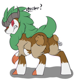 anus backsack balls butt butt_grab disembodied_hand duo feral fur genitals hand_on_butt hooves horn looking_back male master multicolored_body multicolored_fur ownership perineum quadruped red_eyes simple_background solo_focus spread_butt spreading standing text white_background kingbeast nintendo pokemon bovid caprine generation_6_pokemon goat gogoat mammal pokemon_(species) 2015 digital_media_(artwork) english_text hi_res