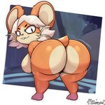 anthro bent_over big_breasts big_butt black_eyes border bouncing_butt breasts buckteeth butt female fur hair huge_butt huge_thighs leg_markings looking_at_viewer looking_back looking_back_at_viewer markings nude orange_body orange_fur pink_body pink_nose presenting presenting_hindquarters short_stack short_tail socks_(marking) solo tail tan_body tan_fur tan_inner_ear teeth thick_thighs whiskers white_border white_hair miso_souperstar atlyss chang_(atlyss) mammal murid rodent 1:1 2024 absurd_res hi_res