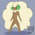 1:1 anthro anthrofied balls barefoot biped brown_balls brown_body brown_eyes brown_fur brown_penis cotton feet flaccid fluffy foreskin fur generation_5_pokemon genitals grey_background hair hi_res horn humanoid_genitalia humanoid_penis looking_at_viewer male navel neck_tuft nintendo nude open_mouth orange_sclera penis pokemon pokemon_(species) posexe presenting simple_background smile solo spread_legs spreading standing tongue tuft watermark whimsicott white_body white_fur white_hair wool_(fur)
