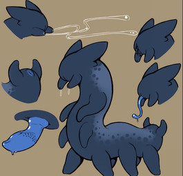 6_legs anus blue_body blue_penis eyeless featureless_face feral genitals glue male mandibles open_mouth penile_spines penis slime solo tongue tongue_out vertical_mouth servopilot arthropod caterpillar insect larva velvet_worm model_sheet