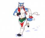 abs andrew_saitou anthro biceps blue_body blue_fur canid canine canis clothed clothing cotton_(artist) fur gloves handwear hero_dekirumon male mammal mask mighty_blue multicolored_body multicolored_fur muscular muscular_anthro muscular_male nipples pecs solo wolf