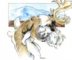 2009 anthro anthro_on_anthro antlers bent_over breast_grab breasts canid canine canis deer duo eyes_closed female from_behind_position grope hair hand_on_breast heather_bruton horn interspecies male male/female mammal medium_breasts new_world_deer nude open_mouth predator/prey predator_penetrated prey_penetrating prey_penetrating_predator reindeer sex white_hair wolf