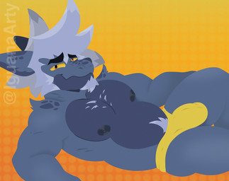 anthro bulge clothed clothing male male/male nipple_fetish nipples solo underwear underwear_only iguanaarty kobold scalie hi_res