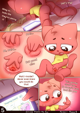 anthro bed_sheet bedding blush bodily_fluids bottomless butt clitoris clothed clothing female fingering fingering_self genital_exploration genital_fluids genitals loli looking_pleasured masturbation sexual_exploration solo spread_vulva spreading sweat tablet text vaginal vaginal_fluids vaginal_masturbation vulva young young_anthro polygon5 playkids kate_(playkids) domestic_cat felid feline felis mammal 2019 absurd_res comic english_text hi_res