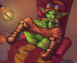 anus bent_legs bite biting_lip biting_own_lip boots bottomwear bottomwear_down breast_grab breasts chair clothed clothing desk ear_piercing ear_ring eyewear eyewear_on_head female female_humanoid fingering footwear furniture furniture_lamp goggles goggles_on_head green_body green_skin hair hand_on_breast leather leather_clothing legs_up long_ears masturbation on_chair pants pants_down partially_clothed penetration piercing pointy_ears ponytail purple_eyes ring_piercing self_bite self_grope shoes shortstack shortstack_female sitting sitting_on_chair solo spread_legs spreading table tablecloth vaginal vaginal_masturbation vaginal_penetration 34san blizzard_entertainment warcraft goblin humanoid absurd_res hi_res