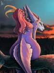 anthro big_butt butt butt_focus detailed_background female looking_at_viewer looking_back looking_back_at_viewer rear_view sitting sitting_on_tree_branch solo tail thick_thighs wide_hips tenebris_umbra sergal digital_media_(artwork) hi_res