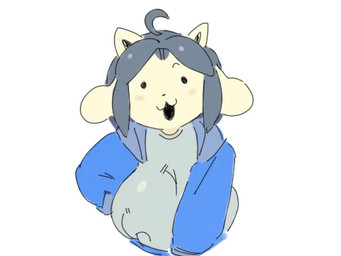 :3 anthro big_breasts blush bodily_fluids breast_squish breasts clothing female front_view grey_hair hair hoodie huge_breasts looking_at_viewer shirt smile solo squish sweat tight_clothing topwear white_body offmoss1 undertale undertale_(series) temmie_(undertale) mammal tem 4:3 animated bust_portrait portrait short_playtime