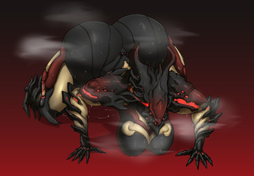 all_fours anthro big_breasts big_butt bodily_fluids breasts butt female genital_fluids glowing glowing_eyes gradient_background hanging_breasts huge_butt machine prowling red_eyes red_glow simple_background solo steam sweat sweatdrop thick_thighs vaginal_fluids vaginal_fluids_on_ground thechurroman digital_extremes tencent warframe voruna_(warframe) canid canine canis mammal robot warframe_(species) wolf 2025 digital_drawing_(artwork) digital_media_(artwork)