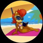anthro beach beach_umbrella bedroom_eyes belly bench big_breasts blue_eyes book book_in_hand breasts brown_body brown_fur curvy_figure eyewear female fur hair narrowed_eyes navel on_bench parasol red_hair seductive sitting sitting_on_bench sitting_on_towel solo sunglasses tan_belly tan_breasts tan_muzzle thick_thighs wide_hips sonicguru archie_comics sega sonic_the_hedgehog_(archie) sonic_the_hedgehog_(comics) sonic_the_hedgehog_(series) sally_acorn chipmunk ground_squirrel mammal rodent sciurid 1:1 alpha_channel