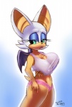 anthro areola big_breasts breasts clothed clothing erect_nipples female green_eyes hair nipples skimpy solo text translucent translucent_clothing underwear white_hair drxsmokey sega sonic_the_hedgehog_(series) rouge_the_bat bat mammal 2014