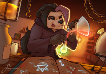 alchemist alchemy anthro beaker black_body black_hair book bookshelf chain clothing countershade_fur countershading female flask fur furniture glowing green_eyes hair hook laboratory_equipment laboratory_glassware lamp lantern liquid magic multicolored_body multicolored_hair one_eye_closed potion potion_bottle purple_hair robe scientific_instrument solo tongue tongue_out two_tone_body two_tone_hair white_body finfenart blizzard_entertainment warcraft sarnari bear giant_panda mammal pandaren absurd_res hi_res