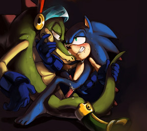 4_toes anal anal_penetration anthro armor barefoot black_background black_body black_nose black_skin blue_body blue_fur blue_hair blush bodily_fluids butt clothed clothing cum cum_in_ass cum_inside cum_on_arm cum_on_butt cum_on_face cum_string cumshot duo ejaculation erection feet from_front_position fur genital_fluids genitals glistening gloves grasp green_body green_eyes green_scales green_skin hair hand_on_head handwear happy headgear helmet hindpaw humanoid_pointy_ears interspecies knight looking_down looking_up male male/male male_on_bottom male_on_top male_penetrated male_penetrating male_penetrating_male mastery_position nude on_bottom on_top orgasm partially_clothed paws penetration penis pink_body pink_penis pink_skin plantigrade pointy_ears quills_(anatomy) raised_arm scales sex shadow side_mouth simple_background sitting size_difference small_penis smaller_penetrated smile spikes spread_legs spreading stare straddling sweat tail tail_grab tan_body tan_skin tears teeth toes warrior yellow_eyes aadnagka archie_comics sega sonic_the_hedgehog_(archie) sonic_the_hedgehog_(comics) sonic_the_hedgehog_(series) sonic_the_hedgehog vector_the_crocodile zonic_the_zone_cop crocodile crocodilian eulipotyphlan hedgehog lizard mammal reptile scalie