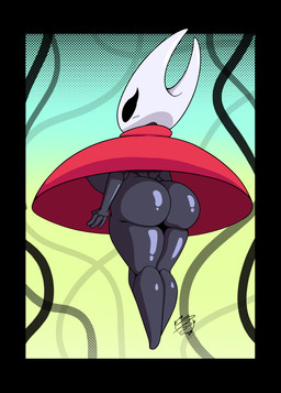 2_horns anthro big_breasts big_butt biped black_eyes breasts bubble_butt butt cloak clothed clothing detailed_background exhibitionism feet female floating glistening glistening_butt glistening_thighs horn huge_breasts huge_butt nipples nude nude_female posing_nude rear_view red_cloak red_clothing solo standing thick_thighs underground reymonrr hollow_knight:_silksong hollow_knight_(franchise) team_cherry hornet_(hollow_knight) arthropod 2025 absurd_res hi_res