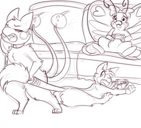 2_tails 3_toes 4_fingers angry antennae_(anatomy) anthro biped bodily_fluids breasts claws collar collar_only controller crying digitigrade eyelashes fangs featureless_breasts featureless_crotch feet female finger_claws fingers furniture game_controller group heart_symbol holding_object looking_at_another looking_back looking_back_at_another lying male multi_tail nude nude_female nude_male on_front on_sofa open_mouth sad scared scared_expression scared_face semi-anthro simple_background sitting small_breasts snout sofa spread_legs spreading standing tail tail_grab tail_pull tears teeth toe_claws toes tongue trio upset white_background wings xilrayne nintendo pokemon buttershe fan_character quetzalli_(darkmirage) sis_(fyoshi) arthropod assimilative_feline butterfly butterfree dragonair felid feline generation_1_pokemon hybrid insect legendary_pokemon lepidopteran mammal mew_(pokemon) pikachu pokemon_(species) 2019 sketch