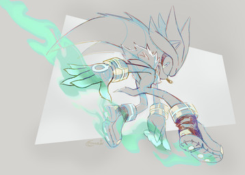 5_fingers anthro aura boots bracelet chest_tuft claws clothing fangs finger_claws fingers footwear gloves handwear jewelry long_nose looking_at_viewer male pose quills_(anatomy) shoes solo teeth telekinesis triangular_ears tuft hauringu sega sonic_the_hedgehog_(series) silver_the_hedgehog eulipotyphlan hedgehog mammal 2025 digital_drawing_(artwork) digital_media_(artwork) full-length_portrait guide_lines monochrome portrait redraw signature spot_color