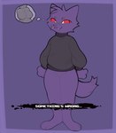 anthro biped bottomless clothed clothing derp_eyes duo female fur humor male pupils purple_body purple_fur red_eyes slit_pupils tail k1ko the_binding_of_isaac_(series) k1ko_(character) domestic_cat felid feline felis mammal hi_res