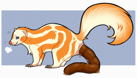 anal_fluids anus bodily_fluids feces feral male pooping solo browniesnsfw mammal mephitid skunk striped_skunk