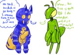 anthro aroused arthropod_abdomen bodily_fluids duo male male/male nude sweat text thought_bubble chornywolfy bill_(chornywolfy) manny_(hhbrother) ant arthropod honeypot_ant hymenopteran insect mantis 4:3 english_text