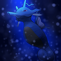 2_horns ambiguous_feral ambiguous_gender blue_body blue_fin blue_horn blue_scales blue_tail dorsal_fin feral fin horn light looking_down multicolored_body multicolored_scales narrowed_eyes pink_eyes pupils scales solo tail two_tone_body two_tone_fin two_tone_scales underwater water white_fin yellow_body yellow_scales spicyichizo nintendo pokemon aquatic fish generation_2_pokemon kingdra pokemon_(species) syngnathiform 1:1 2025 absurd_res hi_res lighting shaded