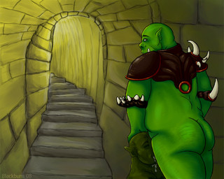butt duo green_body inside male male/male oral overweight overweight_male stairs blackburn humanoid orc 2008 5:4