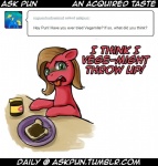 female feral humor joke pun solo text unknown_artist ask_pun hasbro my_little_pony tumblr vegemite fan_character pun_pony earth_pony equid equine horse mammal pony comic english_text url