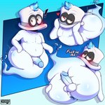 anthro anus balls big_butt blush bodily_fluids butt femboy genital_fluids genitals group heart_symbol male nipples penis precum sex solo text murderdroid_(artist) mario_bros nintendo super_mario_odyssey cappy_(mario) ghost spirit 1:1 absurd_res english_text hi_res multiple_images