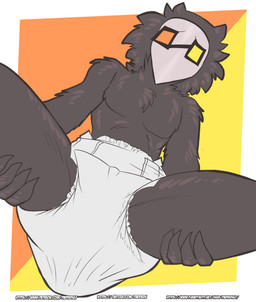 anthro black_body clothed clothing diaper diaper_fetish diaper_only eyewear feces full_diaper glasses hair looking_at_viewer low-angle_view male perspective perspective_shot pooping scatplay simple_background soiled_diaper soiling soiling_diaper solo spread_legs spreading topless unclean_diaper used_diaper using_diaper wearing_diaper worm's-eye_view paddedulf deltarune undertale_(series) swatch_(deltarune) avian bird corvid corvus_(genus) crow darkner oscine passerine swatchling absurd_res digital_media_(artwork) hi_res