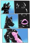 anthro clothing dress goo_transformation latex male solo transformation kaeaskavi mythology canid canine canis dragon hybrid mammal mythological_creature mythological_scalie scalie wolf 2015 comic hi_res