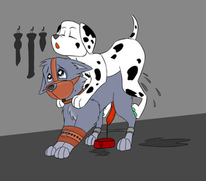 anal anal_penetration animal_genitalia animal_penis bdsm bodily_fluids bondage bound bowl canine_genitalia canine_penis container cum dildo dominant dominant_male dungeon duo feral feral_on_feral genital_fluids genitals heart_eyes heart_symbol male male/male muzzle_(object) muzzled penetration penis pet_bowl restraints sex_toy shota spreader_bar submissive submissive_male young young_feral evilpaw_(artist) paw_patrol marshall_(paw_patrol) rocky_(paw_patrol) canid canine canis dalmatian domestic_dog mammal mixed_breed