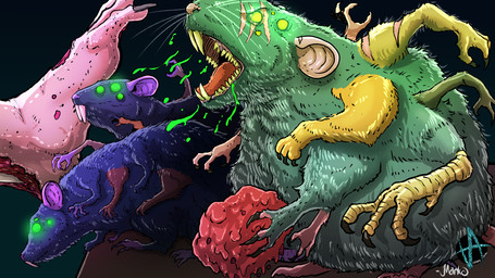 3_claws 3_fingers 4_claws 4_fingers ambiguous_gender arm_scar barefoot bodily_fluids buckfangs buckteeth claw_marks claws colored_saliva empty_eyes exposed_muscle eye_scar facial_scar fangs feet feral feral_focus fingers fur glowing glowing_eyes gore green_body green_eyes green_fur green_glow green_saliva group hissing horror_(theme) humanoid_feet light_body light_skin logo multi_arm multi_eye multi_limb on_hind_legs open_mouth overweight overweight_ambiguous overweight_feral paws pink_arms pink_ears pink_feet pink_hands plantigrade purple_arms purple_body purple_ears purple_fur rat_ears round_ears saliva scar scuted scuted_arms scutes sharp_teeth talons teeth text toes tongue trio_focus unusual_bodily_fluids unusual_saliva whiskers yellow_arm yellow_teeth markoriginals scp_foundation chimera human mammal rodent scp-625 16:9 2022 artist_logo artist_name colored detailed digital_media_(artwork) digital_painting_(artwork) hi_res painting_(artwork) shaded signature widescreen