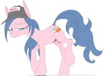 baseball_cap blue_mane clothing dollpony equid equine female feral forklift forklift_certified hasbro hat headgear headwear horse long_ears mammal mane my_little_pony pink_body pony santiago_arevalo smug solo