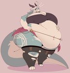 anthro belly big_belly big_breasts big_butt big_tail blue_body breasts butt cleavage clothed clothing female hair huge_belly huge_breasts huge_butt huge_thighs hyper hyper_belly hyper_breasts hyper_butt hyper_thighs markings morbidly_obese morbidly_obese_anthro morbidly_obese_female multicolored_body obese obese_anthro obese_female overweight overweight_anthro overweight_female red_eyes simple_background solo sound_effects tail text thick_thighs white_body white_hair low_res_art mythology mona_(low_res_art) dragon mythological_creature mythological_scalie scalie absurd_res hi_res