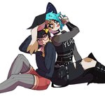 anthro biped black_hair blue_hair duo eyewear eyewear_on_head female glasses glasses_on_head hair looking_at_viewer male slim_anthro slim_female slim_humanoid slim_male witch_costume jocat bunlith_(b0tster) animal_humanoid cat_humanoid domestic_cat felid felid_humanoid feline feline_humanoid felis humanoid mammal mammal_humanoid 2024 hi_res