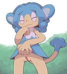 bodily_fluids bottomless clothed clothing crepix eyes_closed female generation_5_pokemon genital_fluids genitals mammal nintendo pokemon pokemon_(species) primate pussy simipour solo sweat vaginal_fluids